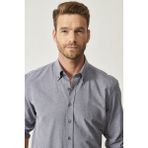 Altınyıldız Classics Erkek Antrasit Düğmeli Yaka Tailored Slim Fit Oxford Gömlek