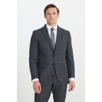 Altınyıldız Classics Erkek Antrasit Yünlü Cordura Kumaş Slim Fit Kırlangıç Yaka Desenli Kapak Cepli Takım Elbise - 6 Drop - 58