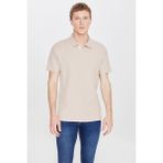Altınyıldız Classics Erkek Bej %100 Pamuk Trend Mevsimlik Fitilli Tişört Slim Fit Polo Yaka - 2XL