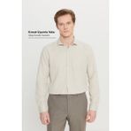 Altınyıldız Classics Erkek Bej Kolay Ütülenebilir Slim Fit Dar Kesim Italyan Yaka Armürlü Gömlek