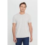 Altınyıldız Classics Erkek Bej Melanj Pamuklu Slim Fit Dar Kesim Bisiklet Yaka Tişört - 3XL