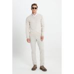 ALTINYILDIZ CLASSICS Erkek Bej Melanj Standart Fit Normal Kesim V Yaka Triko Kazak - 3XL