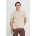 ALTINYILDIZ CLASSICS Erkek Bej Pamuklu Keten Standart Fit Normal Kesim Polo Yaka Triko Tişört