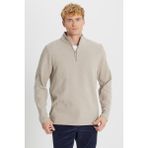 Altınyıldız Classics Erkek Bej Pamuklu Slim Fit Dar Kesim Bato Yaka Uzun Kollu Tişört - 2XL
