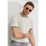 Altınyıldız Classics Erkek Bej Slim Fit Dar Kesim %100 Pamuk Kıvrılmaz Polo Yaka Tişört - XXL