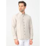 Altınyıldız Classics Erkek Bej Slim Fit Dar Kesim Düğmeli Yaka Pamuklu Oxford Gömlek