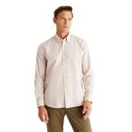 ALTINYILDIZ CLASSICS-Erkek Bej Slim Fit Dar Kesim Düğmeli Yaka%100 Pamuk Oxford Gömlek (Bej/L)