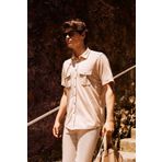 ALTINYILDIZ CLASSICS Erkek Bej Slim Fit Dar Kesim Gizli Düğme Yaka Pamuklu Kısa Kollu Gömlek