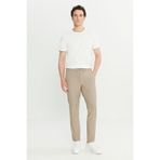 ALTINYILDIZ CLASSICS Erkek Bej Slim Fit Dar Kesim Gofre Desenli Beli Bağlamalı Yan Cepli Travel Casual Pantolon
