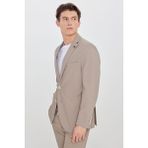 Altınyıldız Classics Erkek Bej Slim Fit Dar Kesim Mono Yaka Torba Cepli Esnek Takım Elbise - 6 Drop - 54