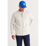 Altınyıldız Classics Erkek Bej Standart Fit Içi Polarlı 3 Iplik Fermuarlı Kolej Yaka Pamuklu Sweatshirt Ceket