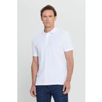 Altınyıldız Classics Erkek Beyaz %100 Pamuk Kıvrılmaz Pike Polo Yaka Slim Fit Dar Kesim Tişört