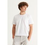 ALTINYILDIZ CLASSICS Erkek Beyaz 360 Derece Her Yöne Esneyen Slim Fit Dar Kesim Bisiklet Yaka Tişört - 3XL