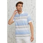 ALTINYILDIZ CLASSICS Erkek BEYAZ ACIK MAVI Comfort Fit Rahat Kesim Polo Yaka %100 Pamuk Cepli Desenli Tişört - 3XL - Beyaz - Açık Mavi