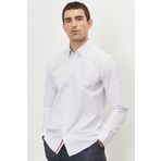 ALTINYILDIZ CLASSICS Erkek Beyaz-bordo Slim Fit Dar Kesim Düğmeli Yaka Baskılı Gömlek