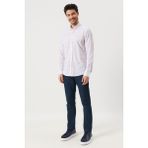 ALTINYILDIZ CLASSICS Erkek Beyaz - Bordo Slim Fit Dar Kesim Düğmeli Yaka%100 Pamuk Baskılı Gömlek