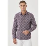 ALTINYILDIZ CLASSICS Erkek Beyaz-bordo Slim Fit Kareli Gömlek - Bordo - Beyaz