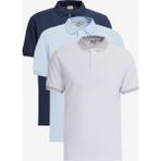 Altınyıldız Classics Erkek Beyaz-lacivert-açık Mavi 3'lü Çekmeyen Pamuklu Slim Fit Kıvrılmaz Polo Yaka Tişört - Beyaz - Lacivert - Mavi - XL