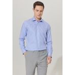 ALTINYILDIZ CLASSICS Erkek Beyaz-mavi Ütü Gerektirmeyen Taılored Slim Fit Klasik Yaka %100 Pamuk Desenli Non-ıron Gömlek - Beyaz - Mavi