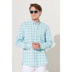 Altınyıldız Classics Erkek Beyaz Mint Slim Fit Dar Kesim Düğmeli Yaka Gofre Desenli Gömlek - 2XL - Beyaz - Mint