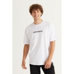 Altınyıldız Classics Erkek Beyaz Oversize Fit %100 Pamuk Bol Kesim Bisiklet Yaka Amsterdam Baskılı Tişört