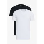 ALTINYILDIZ CLASSICS Erkek Beyaz-Siyah-Gri 2'li Slim Fit Dar Kesim %100 Pamuk Bisiklet Yaka Tişört