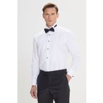 ALTINYILDIZ CLASSICS Erkek Beyaz Slim Fit Dar Kesim Ata Yaka Kolay Kırışmayan %100 Pamuk Gömlek