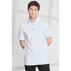 ALTINYILDIZ CLASSICS Erkek Beyaz Slim Fit Dar Kesim Bisiklet Yaka Jakarlı Kısa Kollu Tişört
