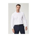 Altınyıldız Classics Erkek Beyaz Slim Fit Dar Kesim Italyan Yaka Armürlü Gömlek