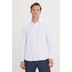 Altınyıldız Classics Erkek Beyaz Slim Fit Dar Kesim Klasik Yaka Armürlü Gömlek