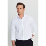 ALTINYILDIZ CLASSICS Erkek Beyaz Slim Fit Dar Kesim Küçük İtalyan Yaka Armürlü Gömlek