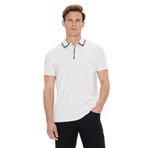 ALTINYILDIZ CLASSICS Erkek Beyaz Slim Fit Dar Kesim Pamuklu Esnek Polo Yaka Tişört