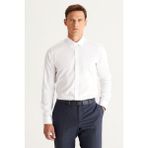 ALTINYILDIZ CLASSICS Erkek Beyaz Ütü Gerektirmeyen Non-İron Slim Fit Dar Kesim %100 Pamuk Gömlek - 2XL