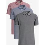 Altınyıldız Classics Erkek Bordo-açık Siyah-açık Lacivert 3'lü Çekmeyen Pamuklu Slim Fit Kıvrılmaz Polo Yaka Basic Tişört - Bordo - Siyah - XL
