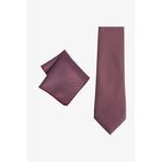 ALTINYILDIZ CLASSICS Erkek Bordo-Gri Desenli Kravat-Mendil Set