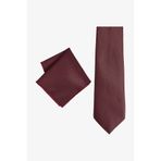 ALTINYILDIZ CLASSICS Erkek Bordo-Siyah Desenli Kravat-Mendil Set