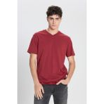 Altınyıldız Classics Erkek Bordo Slim Fit Dar Kesim %100 Pamuk V Yaka Tişört - XS