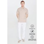 Altınyıldız Classics Erkek Çekmeyen Pamuklu Kumaş Comfort Fit Rahat Kesim Bej-beyaz Kıvrılmaz Polo Yaka Cepli Tişört - Bej - Beyaz