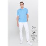 Altınyıldız Classics Erkek Çekmeyen Pamuklu Kumaş Regular Fit Rahat Kesim Mavi Kıvrılmaz Polo Yaka Cepli Tişört - 5XL