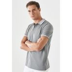 Altınyıldız Classics Erkek Çekmeyen Pamuklu Kumaş Slim Fit Dar Kesim Gri Kıvrılmaz Polo Yaka T-shirt - 3XL - Gri - Gri
