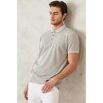 Altınyıldız Classics Erkek Çekmeyen Pamuklu Kumaş Slim Fit Dar Kesim Gri Kıvrılmaz Polo Yaka Tişört - XXL