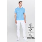 Altınyıldız Classics Erkek Çekmeyen Pamuklu Kumaş Slim Fit Dar Kesim Mavi Kıvrılmaz Polo Yaka Tişört