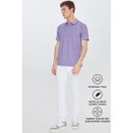 Altınyıldız Classics Erkek Çekmeyen Pamuklu Kumaş Slim Fit Dar Kesim Mor-Beyaz Kıvrılmaz Polo Yaka Tişört - XL - Mor - Beyaz