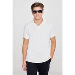 ALTINYILDIZ CLASSICS Erkek Ekru %100 Pamuk Slim Fit Dar Kesim Polo Yaka Jakarlı Tişört