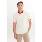 Altınyıldız Classics Erkek Ekru Bordo Regular Fit Rahat Kesim Polo Yaka %100 Pamuk Tişört - XXL - Ekru - Bordo