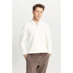 ALTINYILDIZ CLASSICS Erkek Ekru Pamuklu Slim Fit Dar Kesim Ottoman Desenli Esnek Polo Yaka Tişört