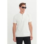 Altınyıldız Classics Erkek Ekru Pamuklu Slim Fit Dar Kesim Polo Yaka Jakarlı Esnek Tişört - 2XL