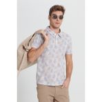 Altınyıldız Classics Erkek EKRU SAKS Slim Fit Dar Kesim Polo Yaka Baskılı Tişört - Ekru - Saks Mavi