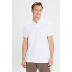 ALTINYILDIZ CLASSICS Erkek Ekru Slim Fit Dar Kesim Pamuklu Jakarlı Polo Yaka Tişört