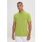 ALTINYILDIZ CLASSICS Erkek Fıstık Yeşil%100 Pamuk Slim Fit Dar Kesim Polo Yaka Tişört
